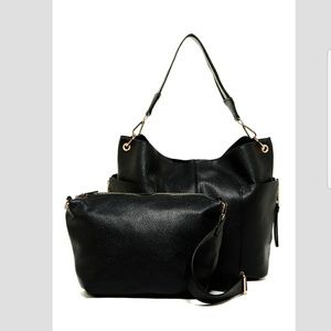 Bebe White/Black Serena Hobo Bag & Crossbody Bag